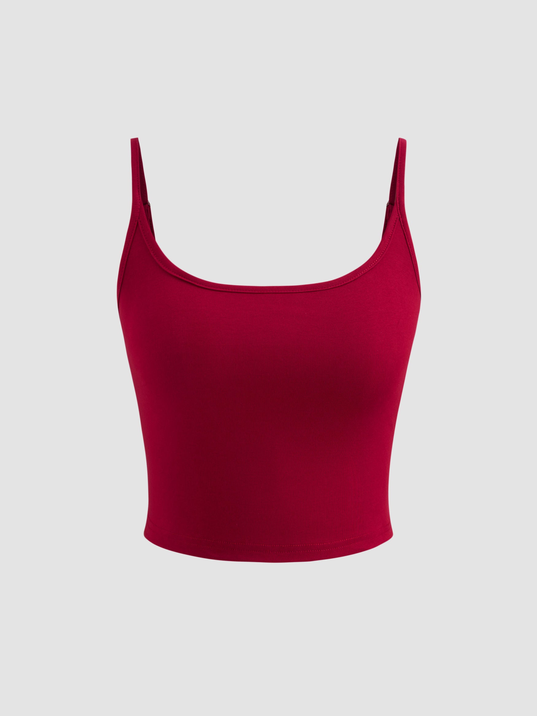 Cotton-blend Solid Adjustable Strap Cami Top