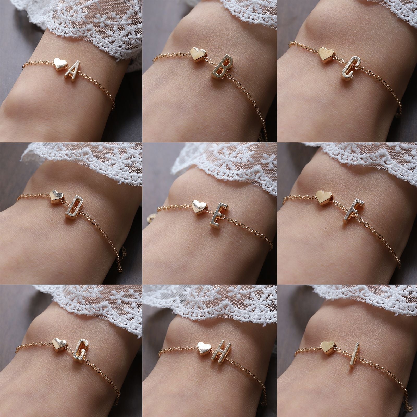 Tiny Heart Dainty Initial Necklace