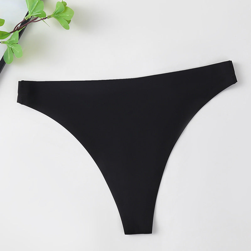 Ice Silk Solid Color Thong Set