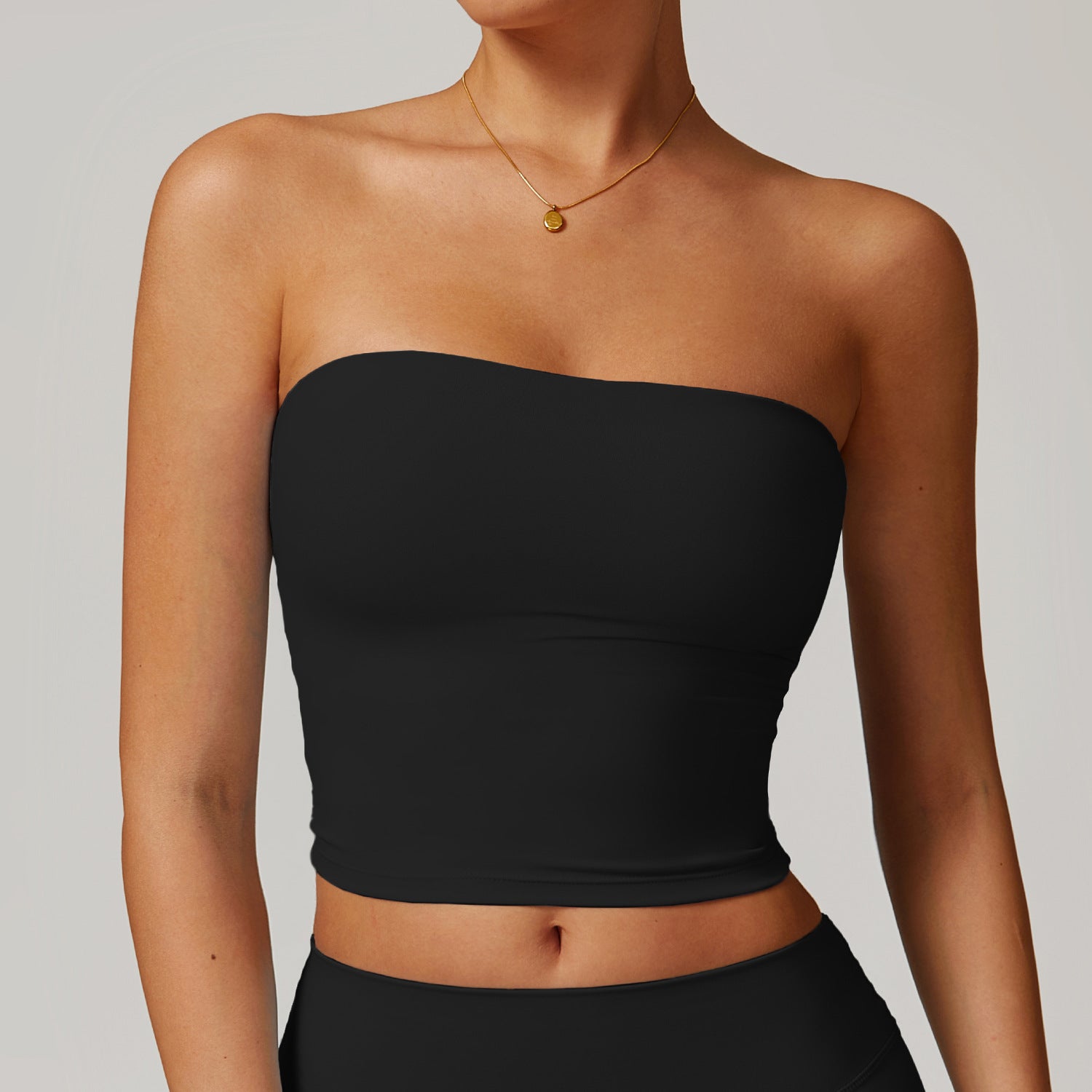 Double Layered Strapless Solid Tube Top