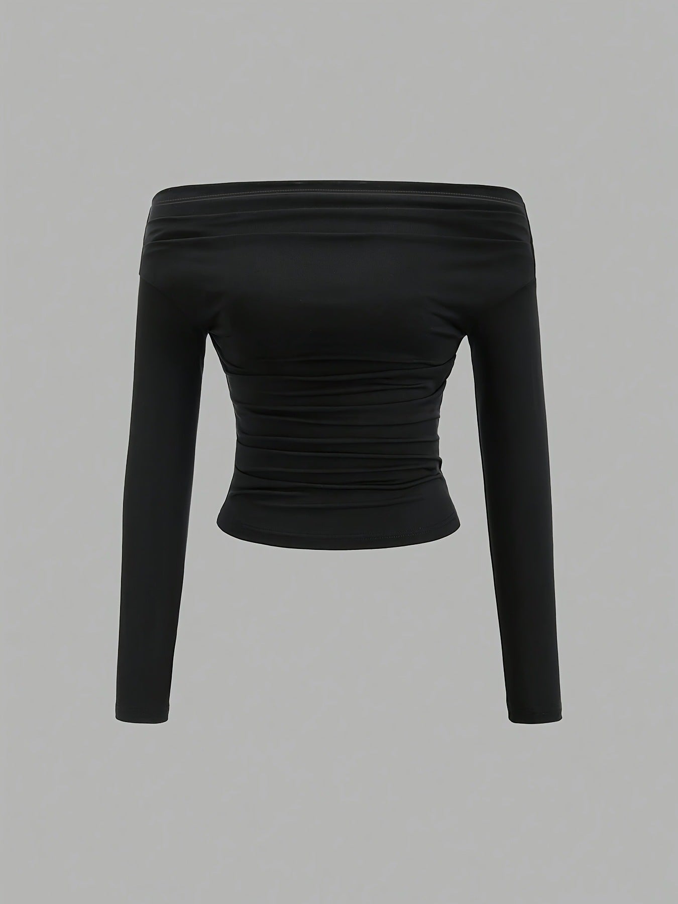 Casual Solid Color Off Shoulder Fitted Blouse