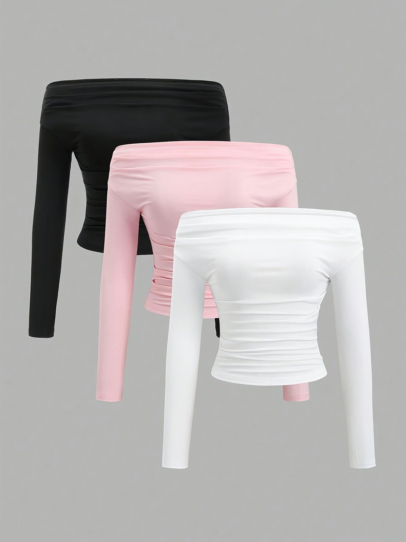 Casual Solid Color Off Shoulder Fitted Blouse