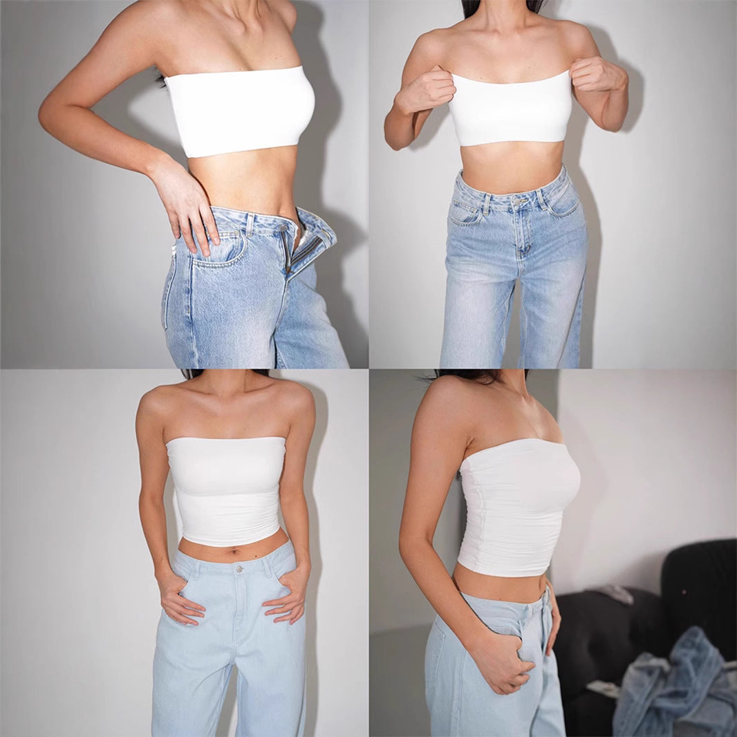 Double Layered Strapless Solid Tube Top
